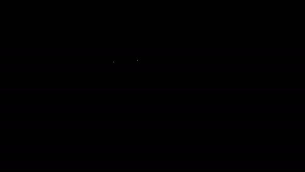 Weiße Linie Zahnbehandlung Verfahren Symbol isoliert auf schwarzem Hintergrund. Zahnreparatur mit Zahnrädern. 4K Video Motion Grafik Animation