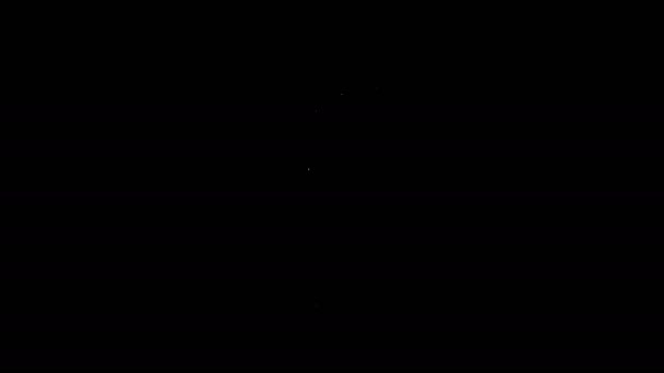 Белая линия Зуб дрель значок изолирован на черном фоне. Наконечник для сверления и шлифования зубов. Видеографическая анимация 4K — стоковое видео