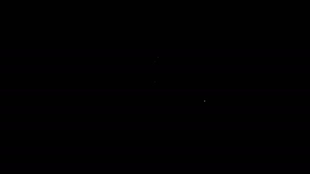 Linha branca Ícone da Apple isolado no fundo preto. Fruta com símbolo de folha. Animação gráfica em movimento de vídeo 4K — Vídeo de Stock