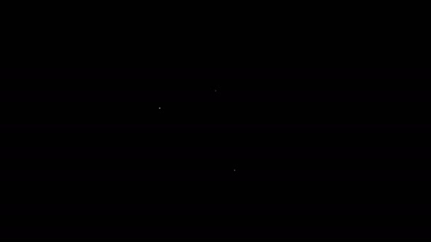 Белая линия Отоларингологический головной отражатель значок изолирован на черном фоне. Оборудование для осмотра ушей, горла и носа пациентов. Видеографическая анимация 4K — стоковое видео