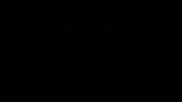 Línea blanca Icono de diente aislado sobre fondo negro. Símbolo dental para clínica de odontología o centro médico dentista y paquete de pasta de dientes. Animación gráfica de vídeo 4K — Vídeos de Stock