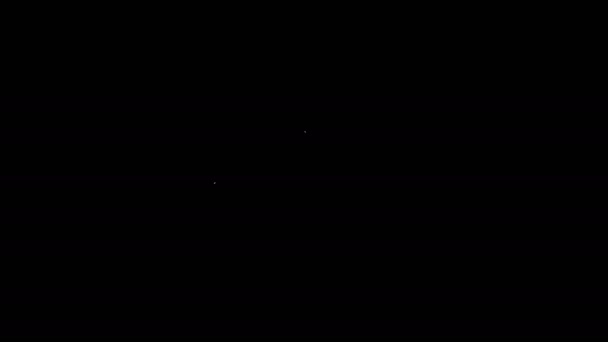Witte lijn Glimlachende lippen pictogram geïsoleerd op zwarte achtergrond. Glimlach symbool. 4K Video motion grafische animatie — Stockvideo