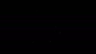 Beyaz çizgi Bilinmeyen belge simgesi siyah arkaplanda izole edildi. Soru işareti olan dosya. Raporu, servisi ve küresel arama işaretini beklet. 4K Video hareketli grafik canlandırması
