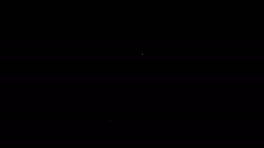 Beyaz çizgi kartuşları simgesi siyah arkaplanda izole edildi. Av tüfeği av tüfeği fişeği. Tüfek mermisi ikonu. 4K Video hareketli grafik canlandırması