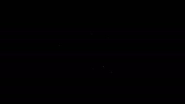Beyaz çizgi simgesi siyah arkaplanda izole edildi. Gardiyan. Güvenlik, güvenlik, koruma, gizlilik kavramı. 4K Video hareketli grafik canlandırması