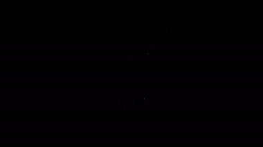 Siyah zemin üzerinde çapraz kılıç simgesi olan beyaz çizgi Ortaçağ kalkanı. 4K Video hareketli grafik canlandırması