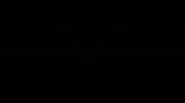 Beyaz çizgi siyah arka planda izole edilmiş ortaçağ kılıç simgesini geçti. 4K Video hareketli grafik canlandırması