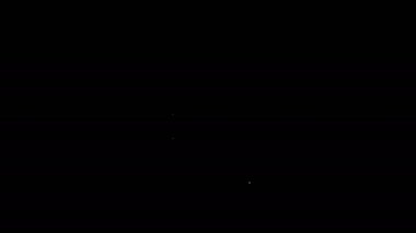 Beyaz çizgi sembolü siyah arkaplanda izole edildi. Askeri rozet işareti. 4K Video hareketli grafik canlandırması