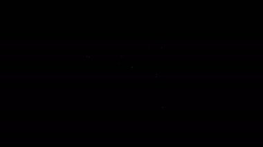 Beyaz çizgi, siyah arkaplanda izole edilmiş ortaçağ balta simgesini geçti. Savaş baltası, cellat baltası. 4K Video hareketli grafik canlandırması