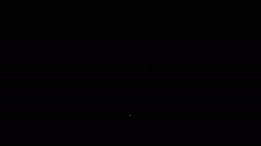 Beyaz çizgi bıyık simgesi siyah arkaplanda izole edildi. Berber dükkanı sembolü. Yüz kılı stili. 4K Video hareketli grafik canlandırması