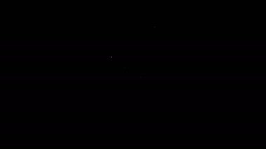 Siyah arka planda kalp ikonu olan beyaz çizgi Sevgililer Günü broşürü. Kutlama için davetiye ya da tebrik kartı şablonu. 4K Video hareketli grafik canlandırması