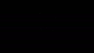 Siyah zemin üzerinde izole edilmiş kurdele ikonu olan kalp şeklinde beyaz çizgi balonlar. 4K Video hareketli grafik canlandırması