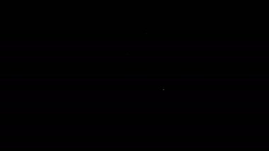 Beyaz çizgili alyans simgesi siyah arkaplanda izole edilmiş. Gelin ve damat mücevher tabelası. Evlilik sembolü. Elmas yüzük. 4K Video hareketli grafik canlandırması