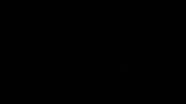 Белая линия Document с часовой иконкой, выделенной на черном фоне. Документ и обратный отсчет, крайний срок, график, символ планирования. Видеографическая анимация 4K — стоковое видео