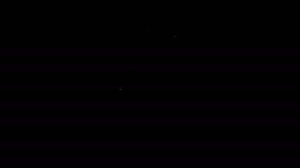 Linea bianca Icona con granata a mano isolata su sfondo nero. Esplosione bomba. Animazione grafica 4K Video motion — Video Stock