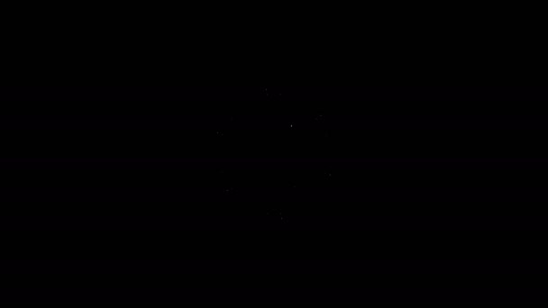 Vit linje polisbricka ikon isolerad på svart bakgrund. Sheriffbricka. Sköld med stjärnsymbol. 4K Video motion grafisk animation — Stockvideo