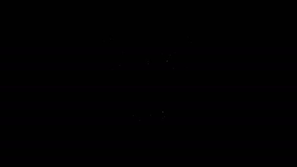 Línea blanca Escudo medieval con icono de espadas cruzadas aisladas sobre fondo negro. Animación gráfica de vídeo 4K — Vídeos de Stock