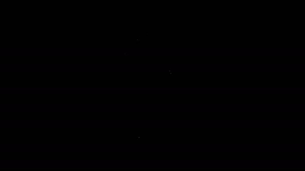 Ligne blanche icône de hache médiévale isolé sur fond noir. Hache de combat, hache de bourreau. Animation graphique de mouvement vidéo 4K — Video