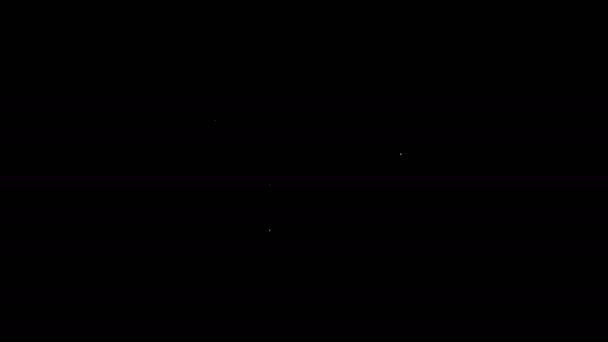 Línea blanca Cañón icono aislado sobre fondo negro. Armas medievales. Animación gráfica de vídeo 4K — Vídeo de stock