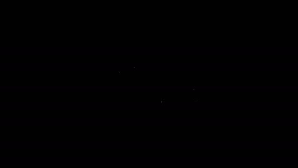 Ligne blanche Viking dans l'icône du casque à cornes isolé sur fond noir. Animation graphique de mouvement vidéo 4K — Video