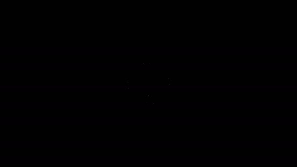 Bílá čára Japonský ninja Shuriken ikona izolované na černém pozadí. Grafická animace pohybu videa 4K — Stock video