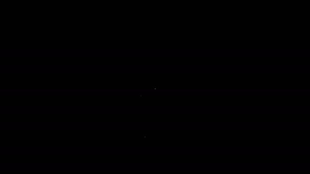 Белая линия Военный нож значок изолирован на черном фоне. Видеографическая анимация 4K — стоковое видео