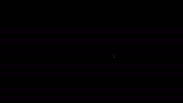 Белая линия Брасс мечет значок, выделенный на чёрном фоне. Видеографическая анимация 4K — стоковое видео