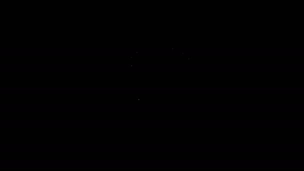 Λευκό μπουκάλι γραμμή Aftershave με εικονίδιο ψεκαστήρα απομονώνονται σε μαύρο φόντο. Εικόνα ψεκασμού Κολωνίας. Αρσενικό μπουκάλι άρωμα. 4K Γραφική κίνηση κίνησης βίντεο — Αρχείο Βίντεο