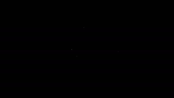 Bílá čára Vysoušeč vlasů ikona izolované na černém pozadí. Vysoušeč. Symbol sušení vlasů. Fouká horký vzduch. Grafická animace pohybu videa 4K — Stock video