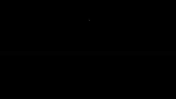 Weiße Linie Haarbürste Symbol isoliert auf schwarzem Hintergrund. Haarschild kämmen. Friseur-Symbol. 4K Video Motion Grafik Animation — Stockvideo