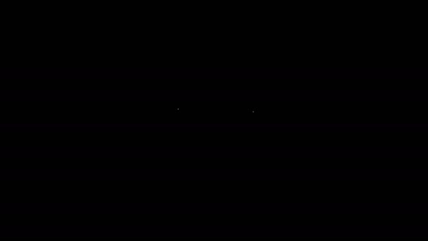 Witte lijn snor en baard pictogram geïsoleerd op zwarte achtergrond. Barbershop symbool. Gezichtshaar stijl. 4K Video motion grafische animatie — Stockvideo