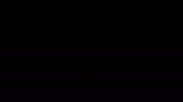 Witte lijn Schaar kappers pictogram geïsoleerd op zwarte achtergrond. Kapsalon, modesalon en kappersbordje. Barbershop symbool. 4K Video motion grafische animatie — Stockvideo