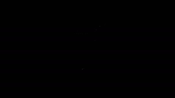 Bílá linka Kadeřník pistole sprej láhev s ikonou vody izolované na černém pozadí. Grafická animace pohybu videa 4K — Stock video