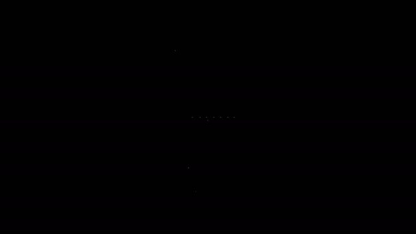 Біла лінія піктограма пензля для гоління ізольована на чорному тлі. Перукарський символ. 4K Відео рух графічна анімація — стокове відео