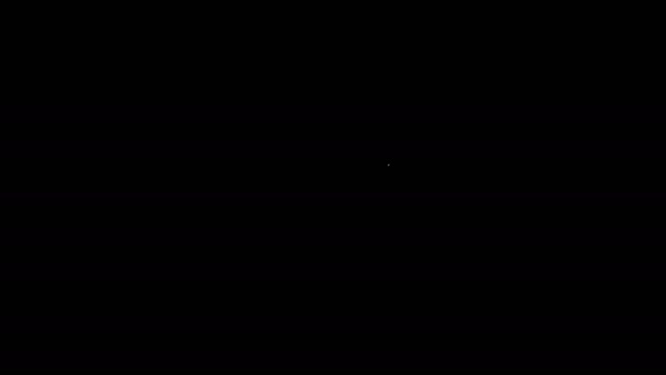 Bílá čára Ikona kníru izolované na černém pozadí. Symbol holičství. Vlasový účes. Grafická animace pohybu videa 4K — Stock video