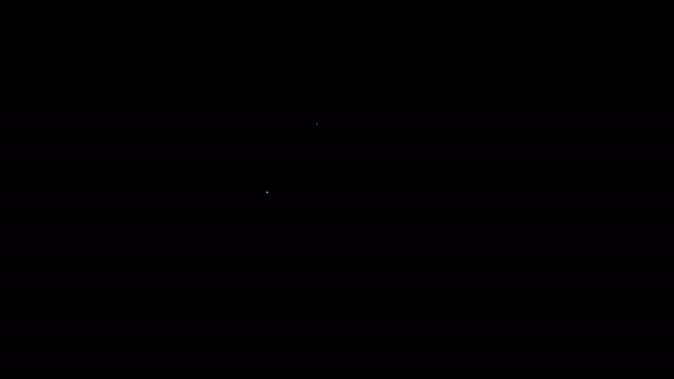 Bílá čára Po holení ikona izolované na černém pozadí. Kolínská ikona spreje. Láhev parfému pro muže. Grafická animace pohybu videa 4K — Stock video