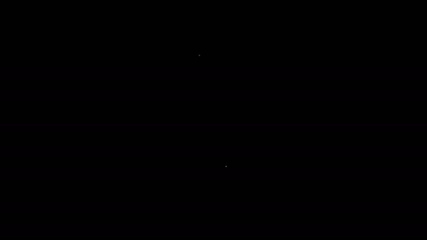 Linea bianca Castello a forma di icona del cuore isolato su sfondo nero. Cuore chiuso a chiave. Simbolo d'amore e simbolo del buco della serratura. San Valentino. Animazione grafica 4K Video motion — Video Stock