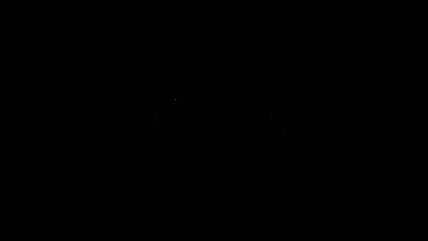 白線黒の背景にハートと矢印のアイコンが分離されたAmourシンボル。愛のサインだ。バレンタインシンボル。4Kビデオモーショングラフィックアニメーション — ストック動画
