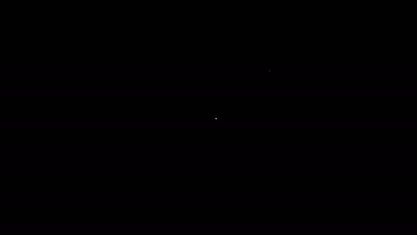Linea bianca Tazza di caffè e icona del cuore isolato su sfondo nero. Coppia di caffè per gli amanti a San Valentino. Animazione grafica 4K Video motion — Video Stock