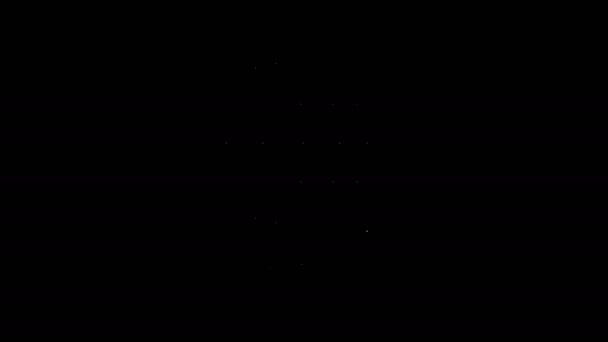 Línea blanca Icono de tecnología global o red social aislado sobre fondo negro. Animación gráfica de vídeo 4K — Vídeo de stock