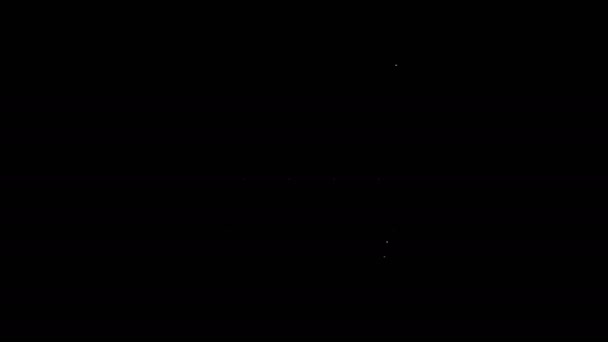 Línea blanca Icono de cinta del sistema de transporte de fábrica aislado sobre fondo negro. Concepto de industria robótica. Animación gráfica de vídeo 4K — Vídeo de stock