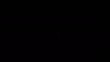 Beyaz çizgi uydu simgesi siyah arkaplanda izole edildi. 4K Video hareketli grafik canlandırması