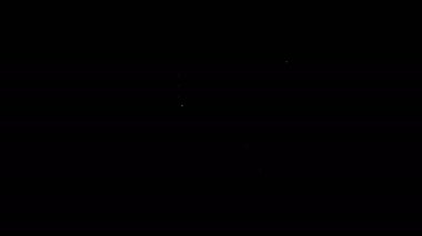 Beyaz çizgi bilgisayar monitörü simgesi siyah arkaplanda izole edildi. Bilgisayar bileşeni işareti. 4K Video hareketli grafik canlandırması