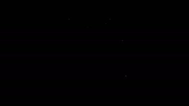 Siyah arkaplanda beyaz çizgi 3D yazıcı simgesi izole edildi. 4K Video hareketli grafik canlandırması