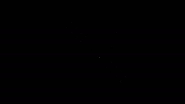 黒の背景に隔離された白い線の衛星アイコン。4Kビデオモーショングラフィックアニメーション — ストック動画