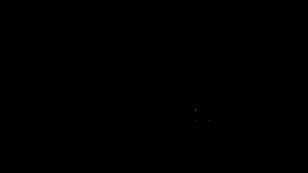 Línea blanca Icono del ordenador portátil aislado sobre fondo negro. Computadora portátil con pantalla vacía. Animación gráfica de vídeo 4K — Vídeo de stock