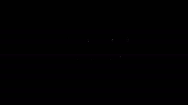 Línea blanca Plataforma petrolífera en el icono del mar aislada sobre fondo negro. Plataforma de perforación en el mar. Plataforma petrolera, combustible gaseoso, industria offshore. Animación gráfica de vídeo 4K — Vídeos de Stock