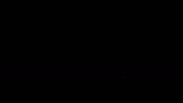 Weiße Linie Rotierender Bohrer gräbt ein Loch in ein Bodensymbol, das auf schwarzem Hintergrund isoliert ist. 4K Video Motion Grafik Animation — Stockvideo