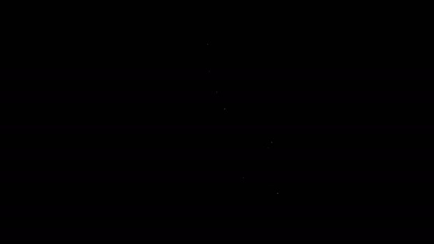 ホワイトライン黒の背景に隔離されたオイルポンプまたはポンプジャックアイコン。石油掘削機。4Kビデオモーショングラフィックアニメーション — ストック動画