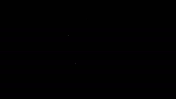 Witte lijn Test of examen blad pictogram geïsoleerd op zwarte achtergrond. Testpapier, examen of enquête concept. 4K Video motion grafische animatie — Stockvideo